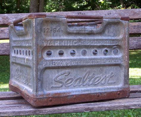 vintage metal dairy box|old fashioned metal milk crates.